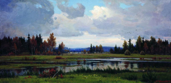 Щербаков Борис Валентинович. Утиное болото. Холст, масло. 40х80. 1981. Частная коллекция.