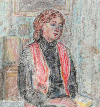 Завьялова Анастасия Ивановна. Меланхолия. Бумага, пастель. 35,5х29,5. 1986. Соликамский краеведческий музей.