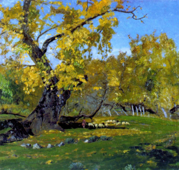Вангьюш Мио. Осень в Дренове. Холст, масло. 1934. Национальная галерея изобразительных искусств Албании.