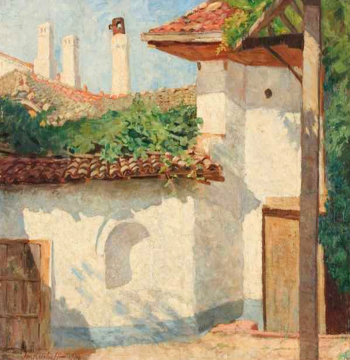 Йордан Кювлиев. Отчий дом. Холст, масло. 1904. Художественная галерея `Димитър Добрович`.
