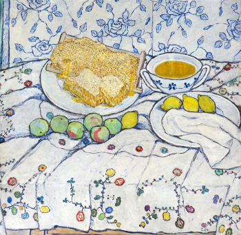 Ситдикова Адия Хабибулловна. Башкирский мёд, болгарские лимоны. Холст, масло. 114х111. 1987. Башкирский государственный художественный музей имени М.В.Нестерова.