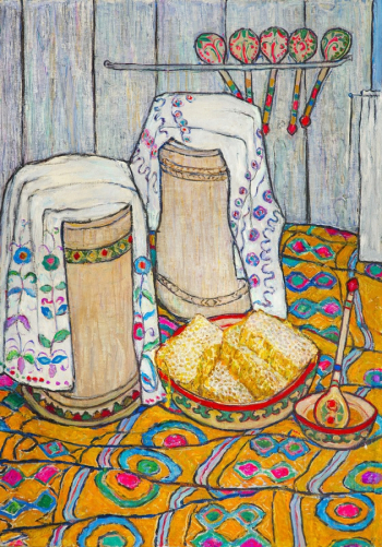 Ситдикова Адия Хабибулловна. Июльский мёд. Холст, масло. 105х72,5. 1976. Башкирский государственный художественный музей имени М.В.Нестерова.
