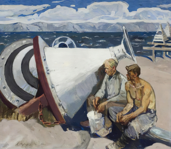 Гутерзон Аркадий Ильич. Бакенщики Байкала. Холст, темпера. 118х135. 1964. Иркутский областной художественный музей имени В.П.Сукачева.