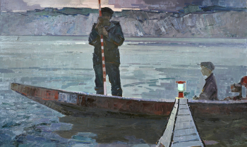 Катаев Юрий Константинович. Бакенщик на Оби. Холст, масло. 122,5х204. 1961-1964. Новосибирский государственный художественный музей.