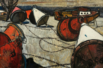 Сушко Вадим Викторович. Бакены. Картон, масло. 47х70. 1966. Самарский областной художественный музей.
