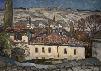 Фризен Альфред Петрович. Ханский дворец Бахчисарай. Картон, масло. 1989. Государственный художественный музей Алтайского края.