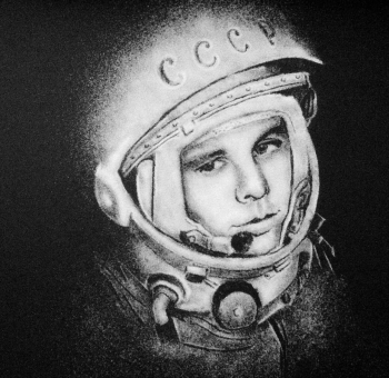 Башир Султани. Гагарин. Композиция, выполненная солью.
