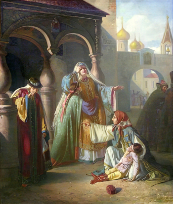 Плешанов Павел Фёдорович. Убиение царевича Димитрия в Угличе. Холст, масло. 64,5х54,5. 19 век. Государственный Ростово-Ярославский архитектурно-художественный музей-заповедник.