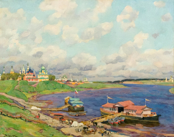 Юон Константин Фёдорович. Утро в Угличе. Холст, масло. 71х89,5. 1913. Научно-исследовательский музей при Российской Академии художеств.