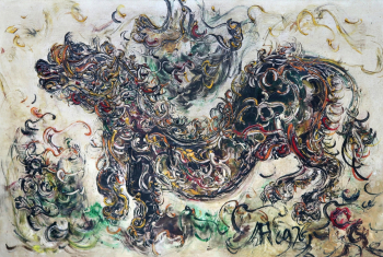 Аффанди Кусума. Дикий пёс. Холст, масло. 97х143. 1976. Частная коллекция.