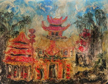 Аффанди Кусума. Пагода. Холст, масло. 150х200. 1973. Частная коллекция.