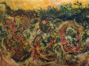 Аффанди Кусума. Телегемункар. Холст, масло. 150х200. 1973. Частная коллекция.