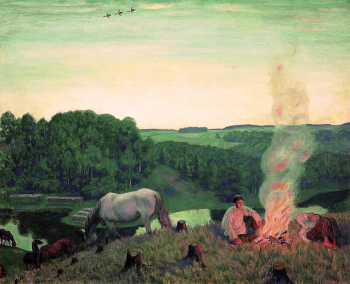 Кустодиев Борис Михайлович. Ночное. Холст, масло. 71,5х89. 1916. Саратовский государственный художественный музей имени А.Н.Радищева.