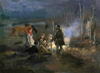 Степанов Алексей Степанович. Ночное. Холст на картоне, масло. 28,7х39,7. 1890-е. Краснодарский краевой художественный музей имени Ф.А.Коваленко.