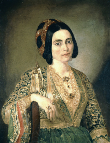 Дионисиос Цокос (Тсокос). Женский портрет. Холст, масло. 1860. Национальная художественная галерея (Афины).