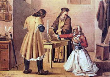 Дионисиос Цокос (Тсокос). Клятва этеристов. Доска, масло. 1849. Национальный исторический музей Греции.