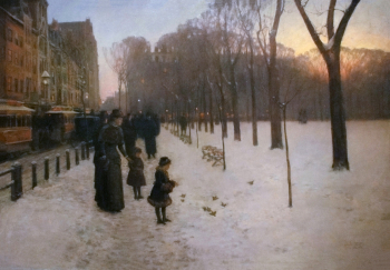 Фредерик Чайльд Гассам. Сумерки в Бостоне. Холст, масло. 106,6х152,4. 1885-1886. Музей изящных искусств (Бостон).