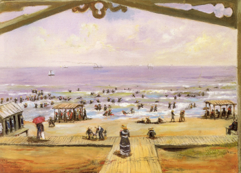 Тициан Пил. Рехобот-Бич. Бумага, акварель. 1800-е. Частная коллекция.