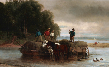 Уильям Хан. Сбор осоки в Нью-Джерси. Холст, масло. 36,8х101,6. 1879. Частная коллекция.