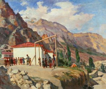 Покаржевский Пётр Дмитриевич. Школа в селе Нижняя Балкария. Холст, масло. 65х78. 1935. Государственный центральный музей современной истории России.
