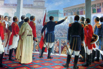 Хуан Лепиани. Сан-Мартин провозглашает независимость Перу 28 июля 1821 года в Лиме. Холст, масло. 274,7х397,9. 1904. Национальный музей антропологии и истории Перу.