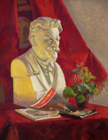 Фельдман Владимир Петрович. Натюрморт с бюстом М.И.Калинина. Картон, масло. 61,5х47,5. 1954. Частная коллекция.