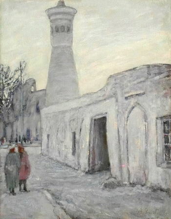 Чулович Виктор Николаевич. Бухара. Улица с минаретом. Холст, масло. 79,5х60. 1969. Каргопольский историко-архитектурный и художественный музей.