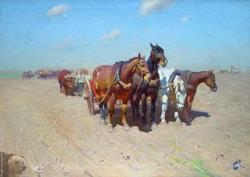 Греков Митрофан Борисович. Сев. Лошади в степи. Холст, масло. 123х170. 1924-1929. Краснодарский краевой художественный музей имени Ф.А.Коваленко.