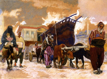 Лансере Евгений Евгеньевич. Улица в Анкаре. Бумага, наклеенная на картон, гуашь. 72х101. 1922. Днепропетровский художественный музей.