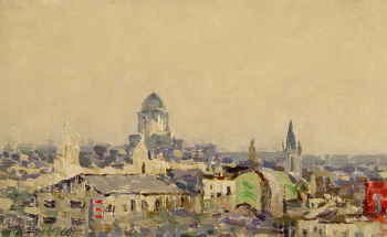 Кузнецов Николай Дмитриевич (1923-1974). Бельгия, Брюссель. Серый день. Доска, масло. 12,9х21,5. 1960. Государственный музей изобразительных искусств Республики Татарстан.