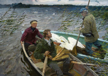 Савостьянов Фёдор Васильевич. Браконьер. Холст, масло. 160х213. 1985. Дивногорский художественный музей.