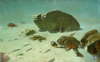 Греков Митрофан Борисович. Английский танк. Холст, масло. 100х160. 1924. Центральный музей Вооруженных Сил Российской Федерации.