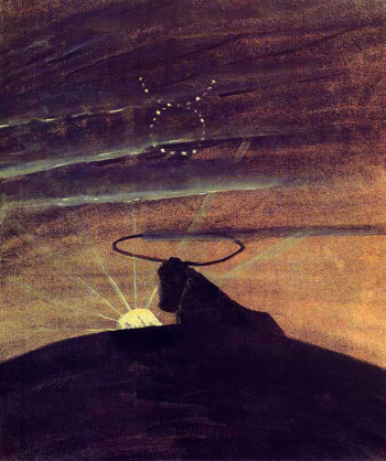 Чюрлёнис Микалоюс Константинас. Телец. Бумага, темпера. 1907. Национальный художественный музей имени М.К.Чюрлёниса.