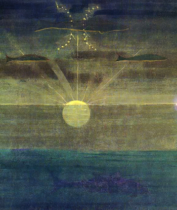 Чюрлёнис Микалоюс Константинас. Рыбы. Бумага, темпера. 1907. Национальный художественный музей имени М.К.Чюрлёниса.