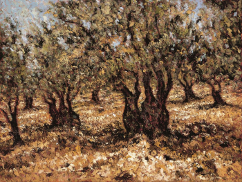 Самир Саммон. Оливковые деревья в Джуне. Холст, масло. 30х40. Собрание автора.