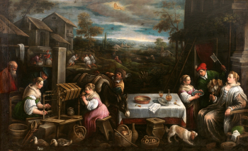 Франческо Бассано. Июль (Лев). Холст, масло. 153х245. 1500-е. Музей Прадо.