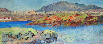 Йоуханнес Свейнссон Кьярваль. Долина Тингведлир. Холст, масло. 88х204. 1933-1934. Частная коллекция.