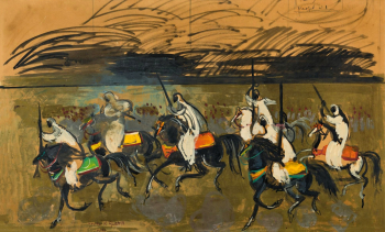 Хасан Эль Глауи. Берберские всадники. Картон, гуашь. 65х107,5. Частная коллекция.