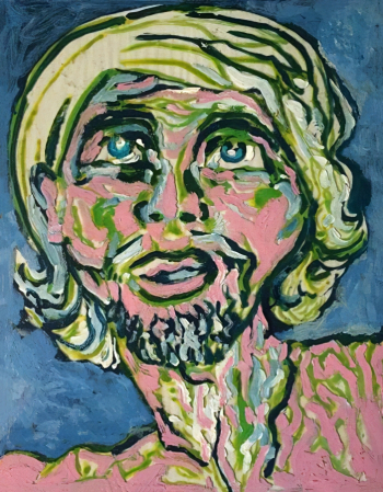 Рашид Бен Али. Портрет. Стекло, масло. 2018. Частная коллекция.