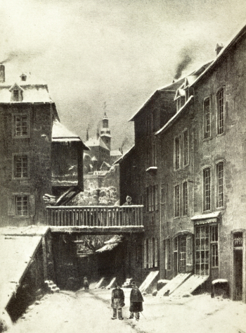 Никола Лиэ. Улица в Люксембурге. Бумага, офорт. 1834. `Живописное путешествие по Великому герцогству Люксембург`.