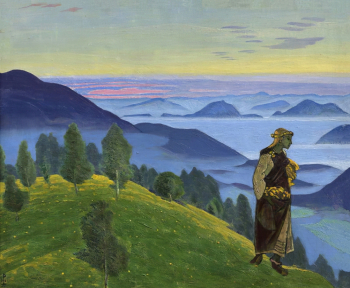 Рерих Николай Константинович. Дочь викинга (Ункрада). Фанера, масло, темпера. 41,5х50,8. 1918. Государственный музей искусства народов Востока.