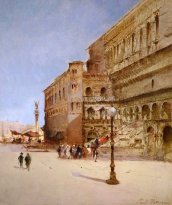 Поль Вернон. Восточная улица. Доска, масло. 45,7х38,1. 1800-е. Частная коллекция.