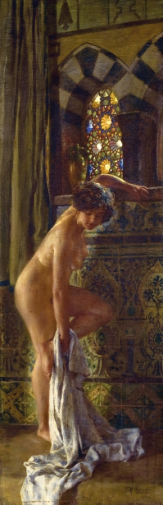 Фердинанд Макс Бредт. Купальщица. Холст, масло. 107,5х55. 1911. Частная коллекция.
