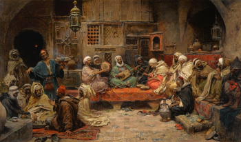 Хосе Бенлиуре-и-Хиль. Внутри тунисской кофейни. Холст, масло. 54,5х92. Частная коллекция.