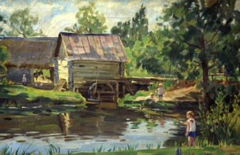 Антропов Иван Григорьевич. У старой мельницы. Холст, масло. 40х60. 1952. Тамбовская областная картинная галерея.
