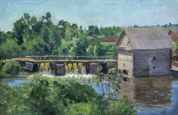 Лодейщиков Николай Васильевич. Мельница. Холст, масло. 21х31. 1927. Иркутский областной художественный музей имени В.П.Сукачева.