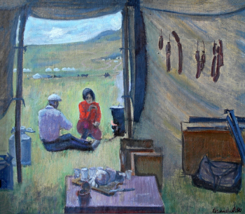 Колчанов Анатолий Васильевич. Готовится обед. Холст, масло. 80х92,5. 1990-1993. Музейно-выставочный центр Забайкальского края.
