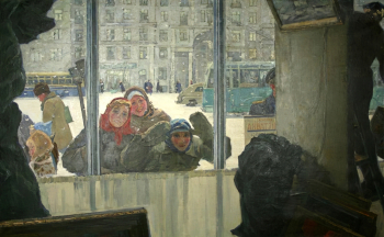 Шевандронова Ирина Васильевна. Выставка скоро откроется. Холст, масло. 125х200. 1960. Ивановский областной художественный музей.