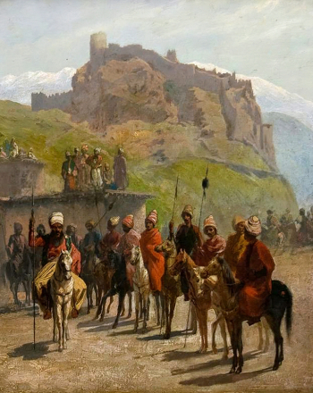 Гагарин Григорий Григорьевич. Всадники. Картон, масло. 37,6х28,7. 1830-1840. Волгоградский музей изобразительных искусств имени И.И.Машкова.