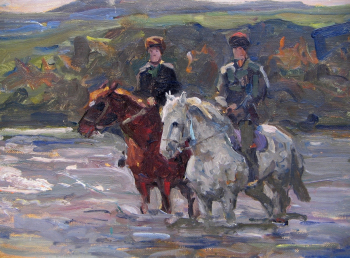 Плотнов Андрей Иванович. Всадники (этюд). Картон, масло. 33х47. 1959. Данковский краеведческий музей.
